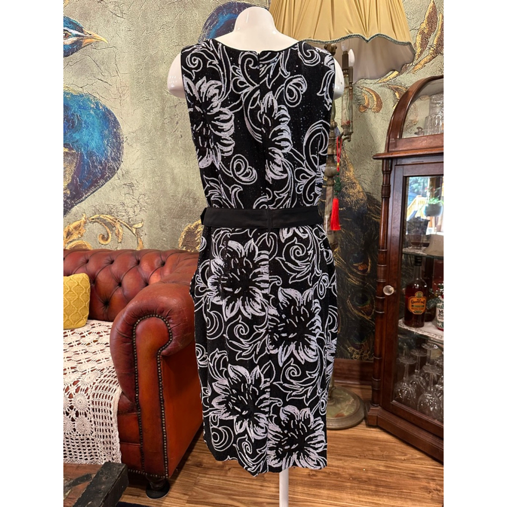 Alex Evenings Black Silver Sequin Floral Sheath Dress 14W - Picture 7 of 14